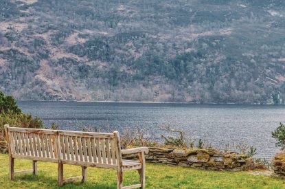 The loch view at Loch Ness Mansion, Scottish Highlands