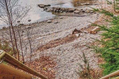 The shingle beach by Loch Ness Mansion, Scottish Highlands