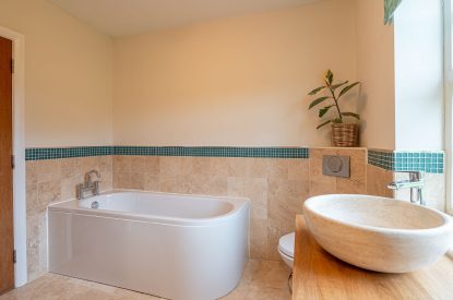 The bath in the shared bathroom at Tinkers Folly, Yorkshire
