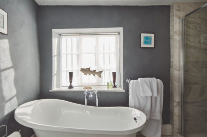 A free standing bath at Roupel Estate, Devon