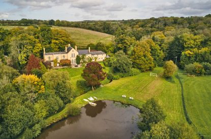 Ariel of the lake and Roupel East Wing, Devon
