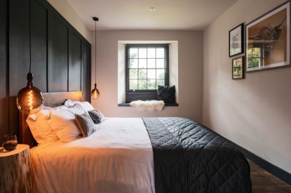 A double bedroom at Padstone Farmhouse, Cornwall