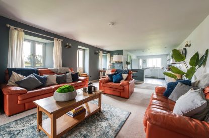 The living room at Padstone Manor, Cornwall