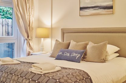 A bedroom at Ty Gwawr, Gower