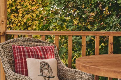 The outdoor seating area at Big Sky Hideaway, Herefordshire
