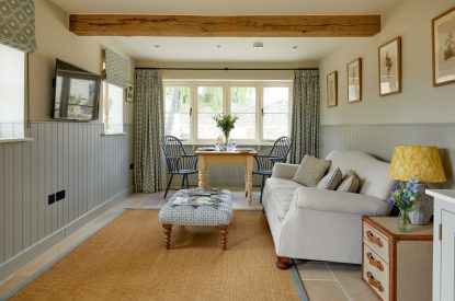 The living room at Haymaker Barn, Cotswolds