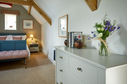 The bedroom at Haymaker Barn, Cotswolds