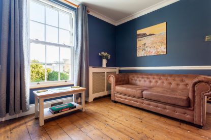 The living room at Millook View Farmhouse, Cornwall