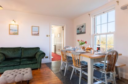 The dining area at Millook View Farmhouse, Cornwall