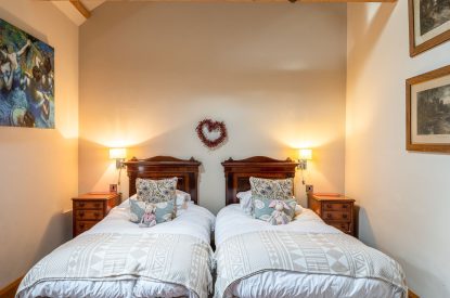 A twin bedroom at Rabbitdale Barn, Yorkshire