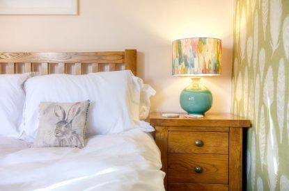 A double bed at Grindle Cottage, Devon