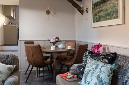 The dining area at Rosefinch Cottage, Devon