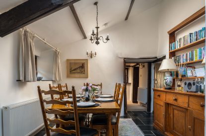The dining table at Honey Buzzard Farmhouse, Devon
