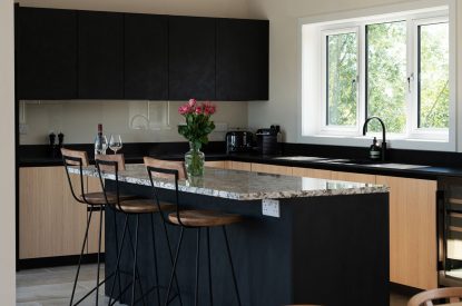 The kitchen at Lakefront Lodge, Cotswolds