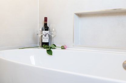 The bath at Lakefront Lodge, Cotswolds