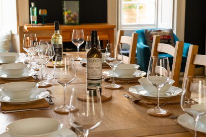 The dining table at Flax Manor, Somerset