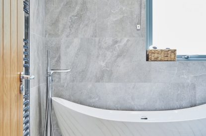 A free standing bath at Bonnie Brae, Scottish Borders
