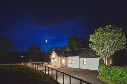 The exterior of Bonnie Brae, Scottish Borders at night