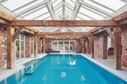 The indoor swimming pool at Flock Cottage, Welsh Borders