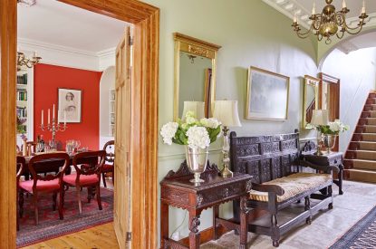 The entrance hall leading to the dining room at Georgian House, Devon