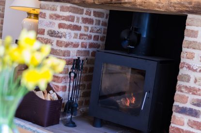 The log burner at Brightwaters Stables, Hampshire