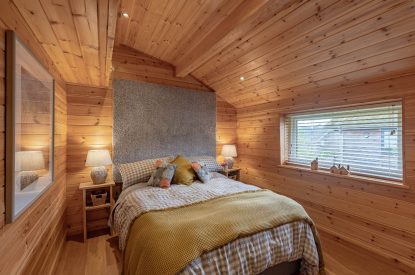 A king-size bedroom at Fell Lodge, Lancashire 