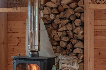 The log burner at Fell Lodge, Lancashire 