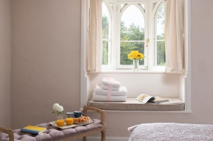 A double bedroom at Hedge Farmhouse, Buckinghamshire