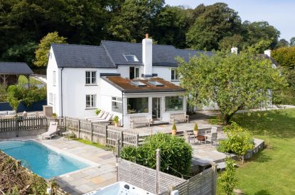 The outdoor swimming pool at Little Haven, Gower