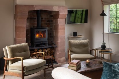 The lounge area at Blacksmith's Cottage, Cheshire