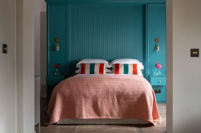 The double bedroom at Blacksmith's Cottage, Cheshire