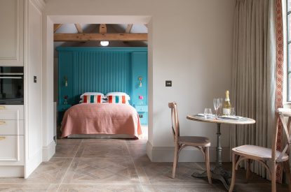 The double bedroom at Blacksmith's Cottage, Cheshire