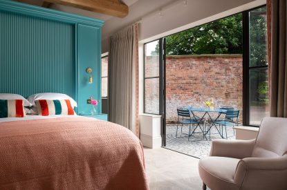 The double bedroom at Blacksmith's Cottage, Cheshire