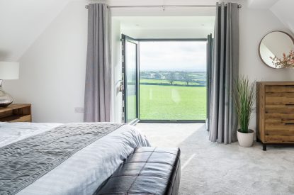 A double bedroom at Groeslon, Anglesey