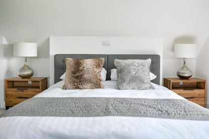 A double bedroom at Groeslon, Anglesey