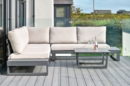 Outdoor seating area at Groeslon, Anglesey