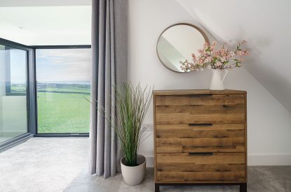 A double bedroom at Groeslon, Anglesey