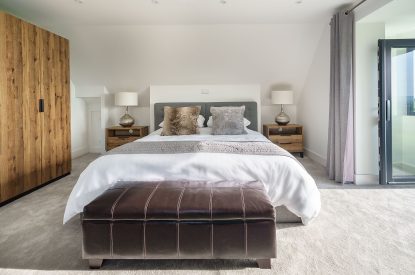 A double bedroom at Groeslon, Anglesey