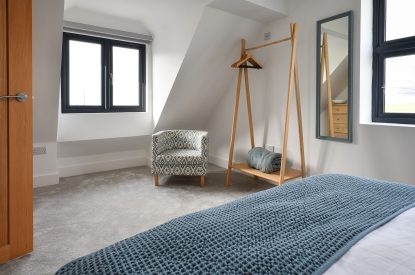 A double bedroom at Groeslon, Anglesey