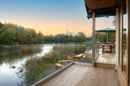 The decking at Lake House, Powys