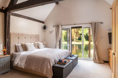 A double bedroom at Lake House, Powys