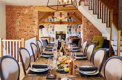 The dining room at Turtle Dove Retreat, Herefordshire