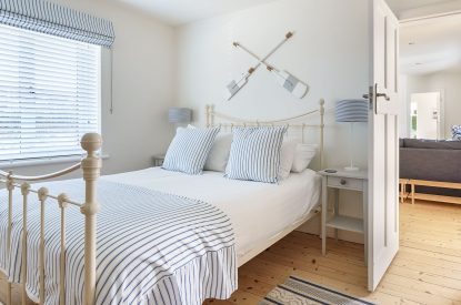 A king size bedroom at Y Wenffrwd, Abersoch