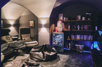 The cinema room at Sandy Hill Farm, Staffordshire