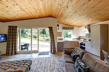 The living area at The Hunter's Lodge, Loch Lomond