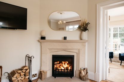 Open fireplace at The Vineyard Lake House, Malvern Hills