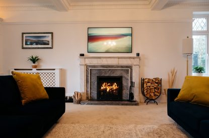 The living room at The Vineyard Lake House, Malvern Hills