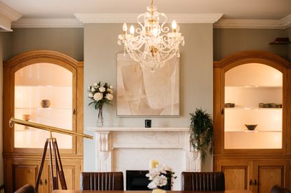 The dining room at The Vineyard Lake House, Malvern Hills
