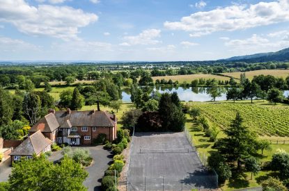 The tennis court at The Vineyard Lake House, Malvern Hills