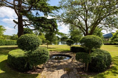 The gardens at The Vineyard Lake House, Malvern Hills